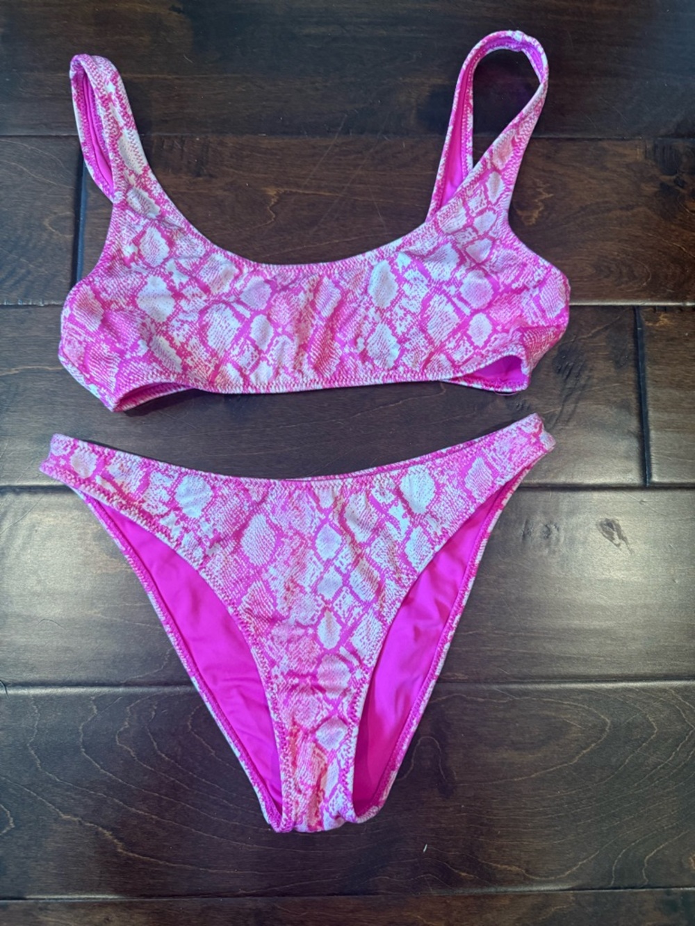 Pacsun Pink Snake Print Bikini Set- small